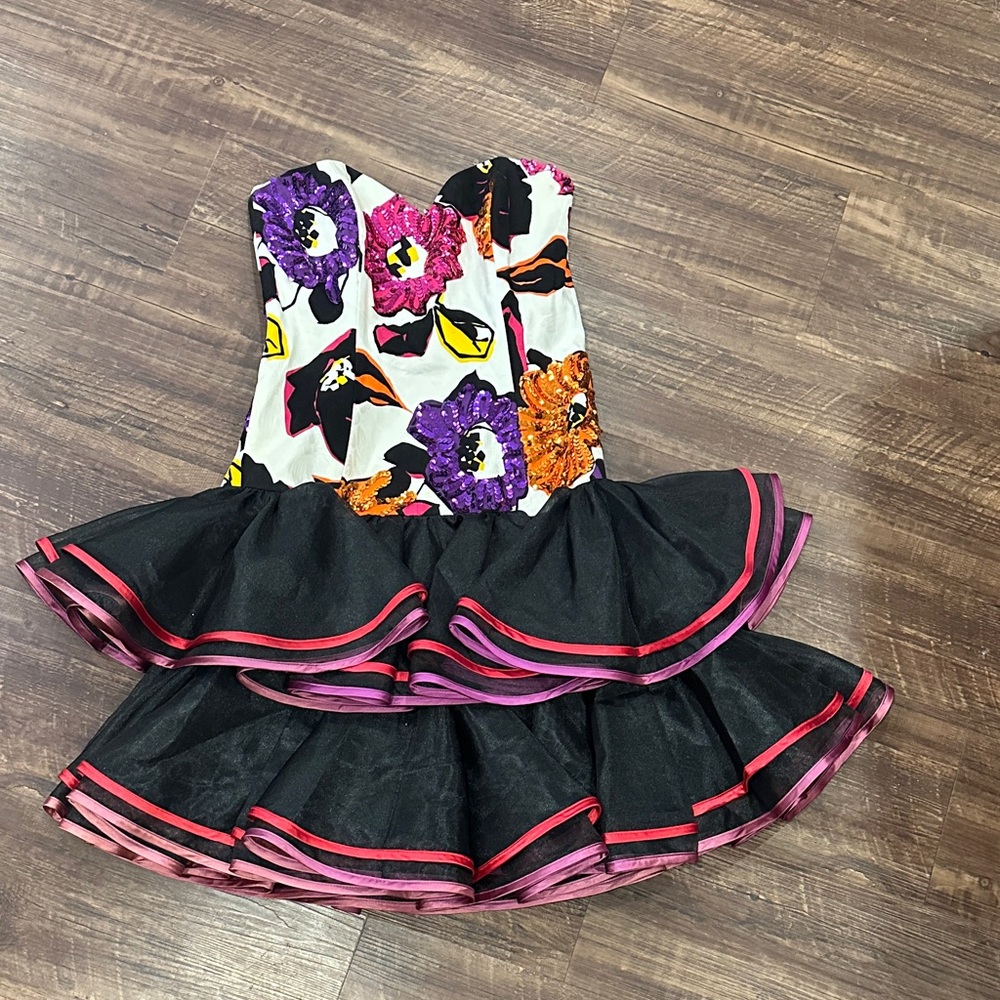 Vintage 1980s Rimini‎ Black and Pink Dress